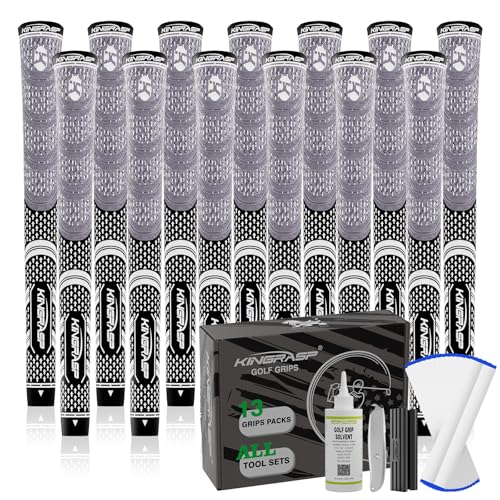 13 Pack Golf Club Grips - Rubber, Anti-Slip, Standard Midsize & Oversize Gray/Black