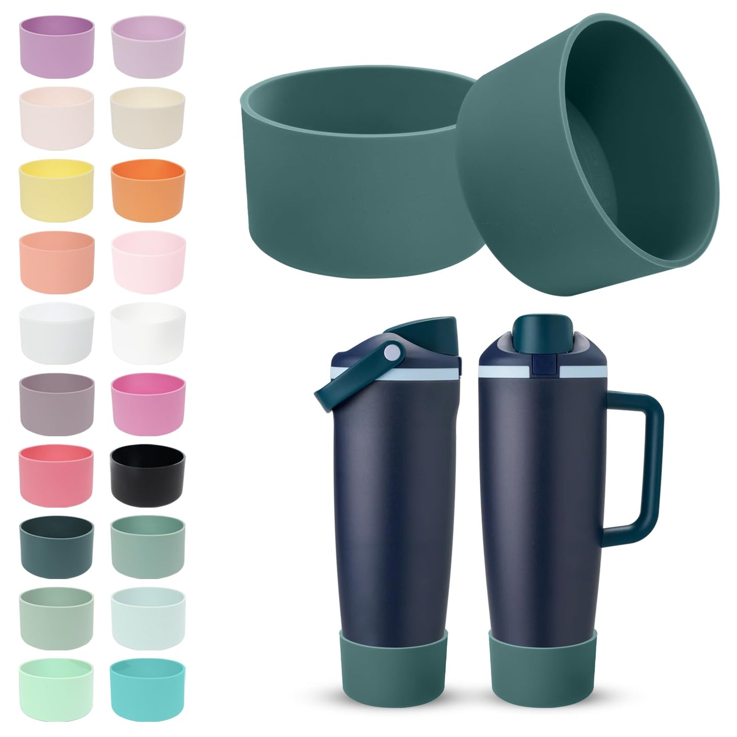 Kaitiaki 2PCS Silicone Boots for Owala 30oz & 40oz FreeSip Sway Bottles & Tumblers – Non-Slip, Scratch-Resistant, Stability Enhancer for Owala Accessories (Blue Spruce)