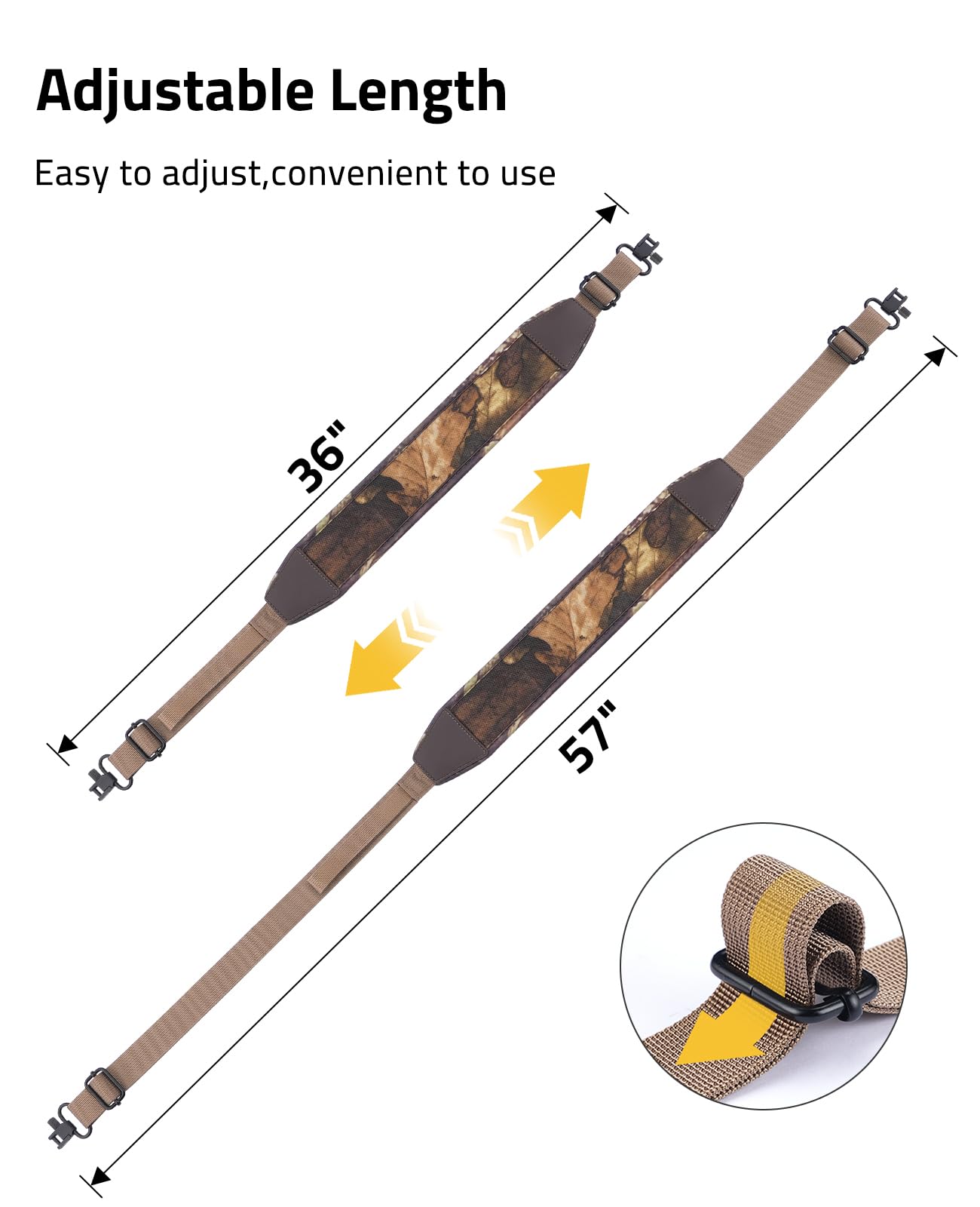 CVLIFE Two Point Sling Rifle Sling Strap with Metal Swivels, Khaki Camo