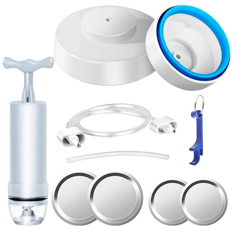 Mason Jar Vacuum Sealer Kit with Manual Pump & Lid Opener for Wide & Regular Mouth Jars