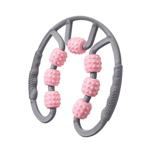 Zialofi Muscle Roller for Legs Leg Roller for Thighs 7 Wheels Flexible Full Body Massage Tool for Shoulder Arm Tennis Elbow Neck Yoga, Gray and Pink