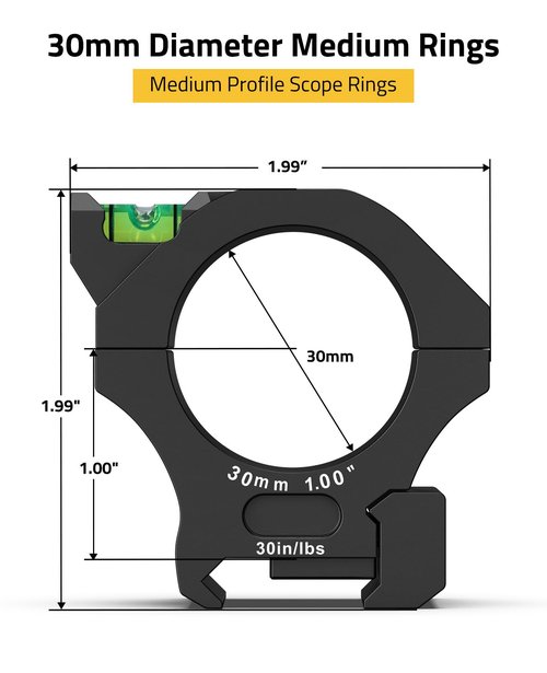 CVLIFE 30mm Scope Rings - Precision Medium Profile Scope Mount with Level Bubble for Picatinny Rails - 2 Pieces