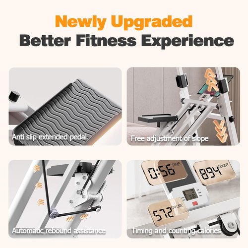 Foldable Stair Stepper Machine with Handles ??330LB Capacity Adjustable Resistance Stepper for Home Cardio, Low-Impact Full Body Workout ??Quiet, Compact Stepping Machine for Weight Loss & Toning