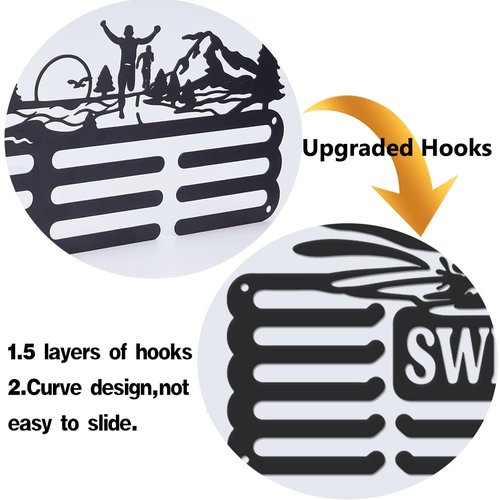 SUPERDANT Swimming Medal Hanger Swim Medal Holder Personalised Medal Rack for Swimmer Upgraded Large Capacity Medal Hangers Metal Medal Display for Boy Son Grandson Gifts