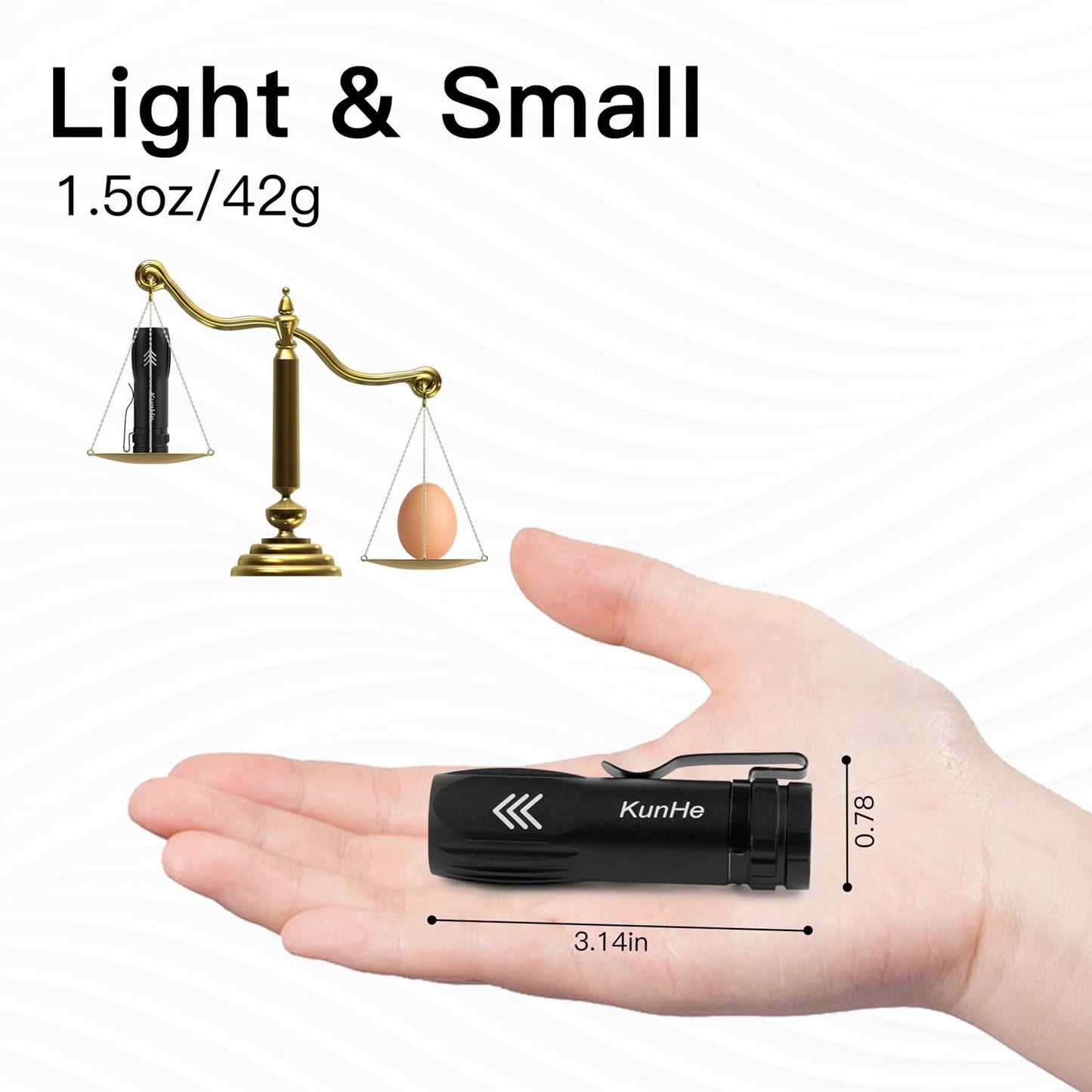 KunHe 5 Pack Mini Flashlight Rechargeable Bulk USB-C Small High Lumen Flashlight Single Mode - Simple On/Off Operation, Clip-on Portable Pocket Flash Light for EDC Emergency Home Use