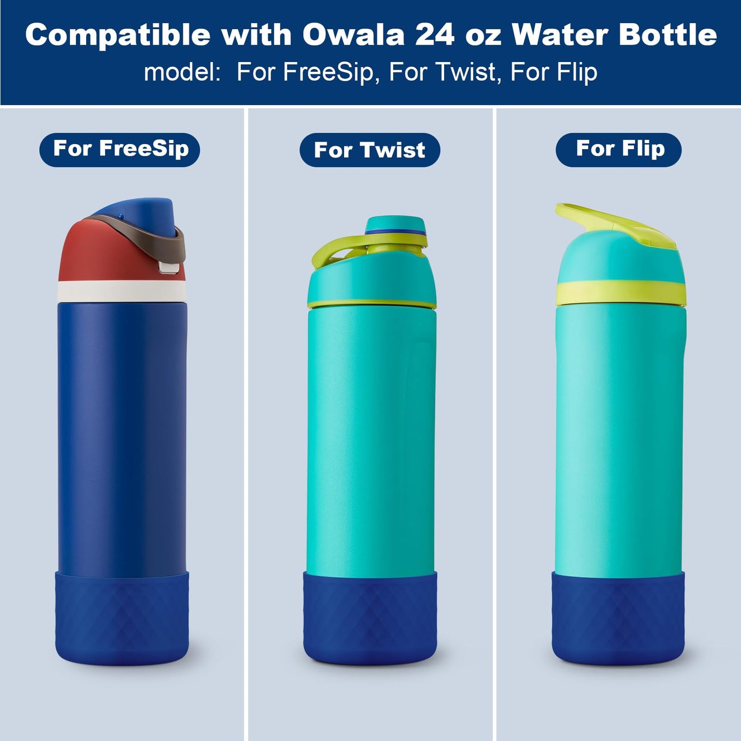 Silicone Boot for Owala Water Bottle 24 oz, Anti-Slip Protective Sleeve for FreeSip/Twist/Flip Stainless Steel Water Bottles Accessories
