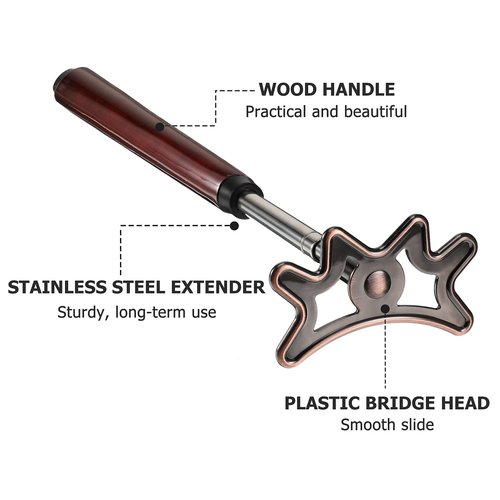 Sumind Retractable Pool Bridge Stick - Billiards Accessories Cue Bridge with Removable Head and Wooden Handle, Ideal for Pool Table(Brown)