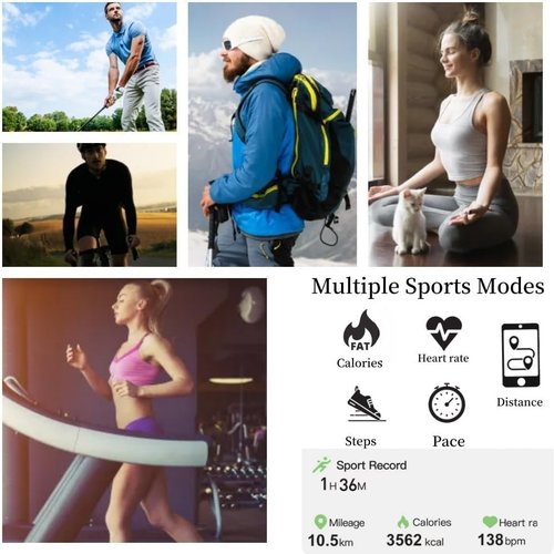 POP IT S Smart Health Ring for Women Men Fitness Tracker with Heart Rate, Blood Oxygen, Blood Pressure, Sleep Monitoring, Step Counting, IP68 Waterproof for iPhone and Android, No Fee (Gold, 7)