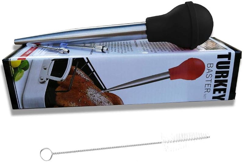 Turkey Baster Set, Stainless Steel Syringe with Cleaning Brush & Marinade Needles - Black (Variation of THIS listing)