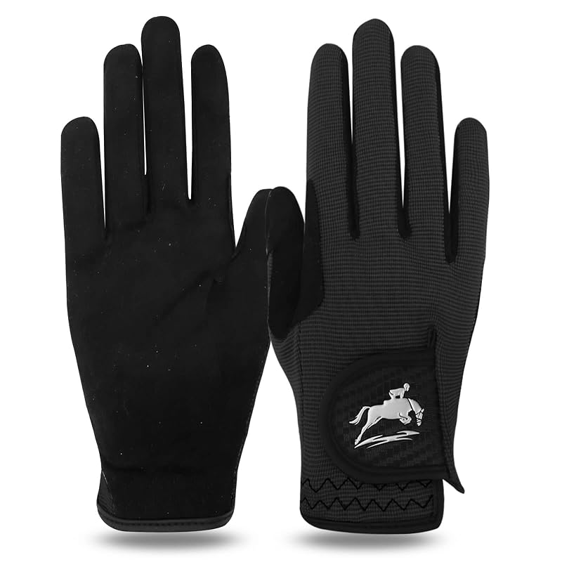 Finger Ten Horse Riding Gloves for Women - Black, Medium