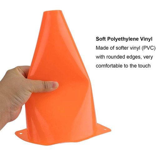 Bekith 12 Pack 12 Inch Plastic Traffic Cones with Racing Chequered Flags, Orange Agility Sports Cones, Thick Soccer Training Cones for Outdoor Activity, Festive Events, Fitness Training