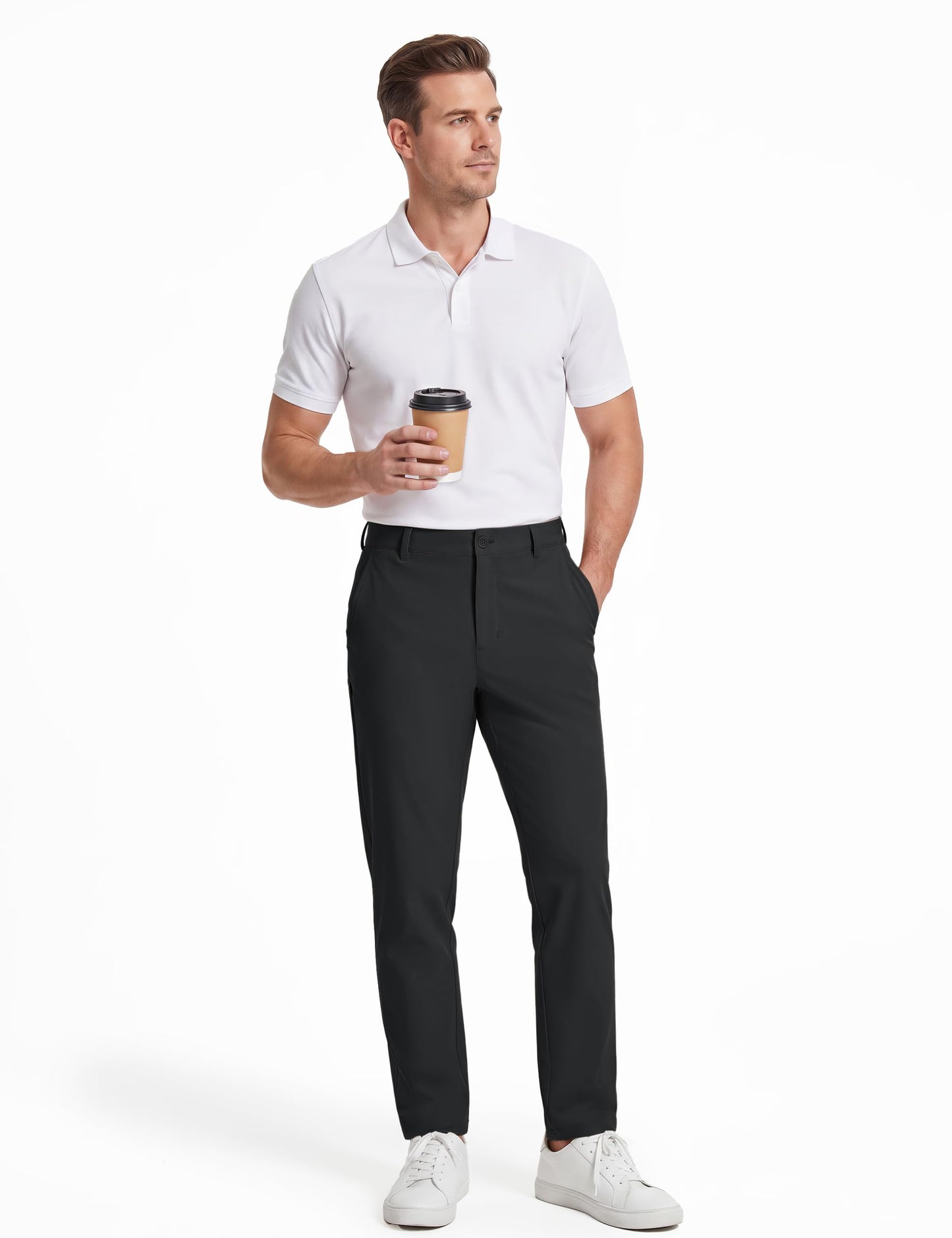 TACVASEN Mens Golf Pants Black Dress Work Pants Stretch Lightweight Comfy Quick Dry Classic Fit Casual Slacks Travel Trousers with Pockets