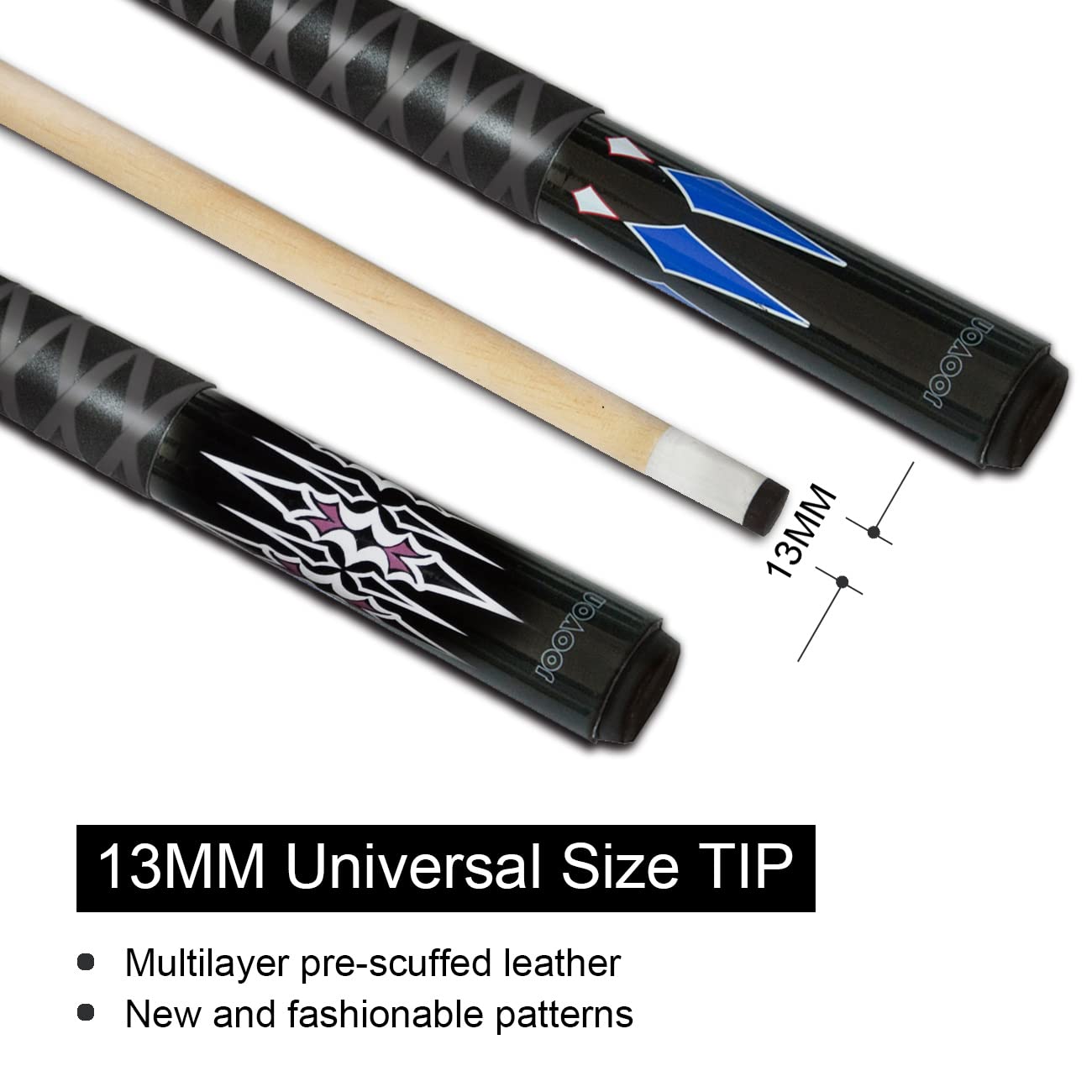 Joovon Pool Sticks Set of 4 and Pool Sticks Set of 2 with 13mm Cue Tip 58" Pool Cue with Rubber Anti-Skid Sleeve