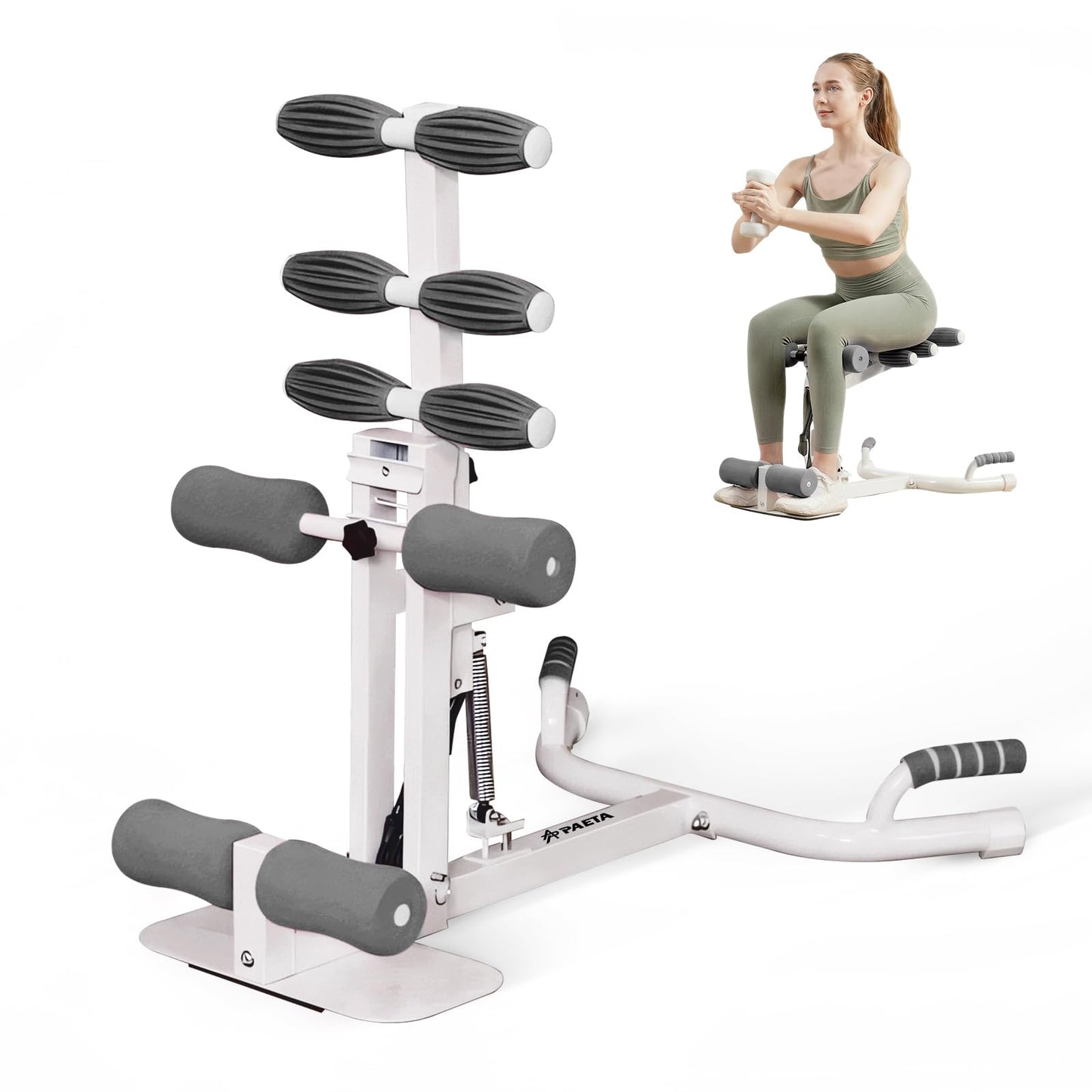 PAETA Squat Machine, Deep Squat Machine for Women, Glutes Workout Equipment with Adjustable Resistance Bands, Leg, Core & Ab Exercise Machine, Squat Assist Trainer for Home Gym, Gray