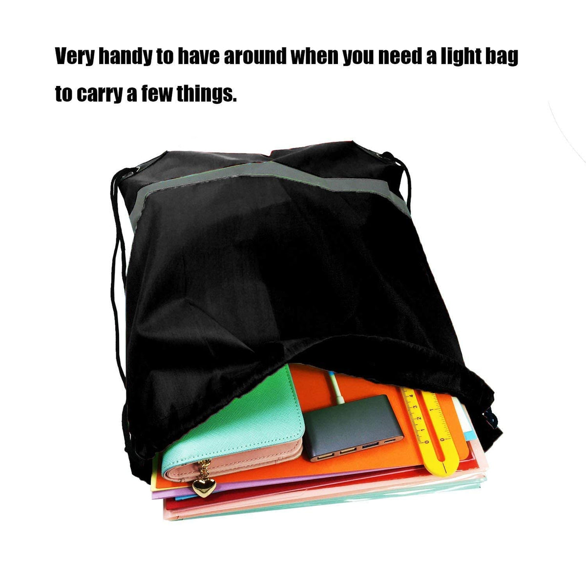 GoodtoU Drawstring Backpack Bags 12 Pcs Reflective Drawstring Backpack Cinch Bag Gym Drawstring Bags Bulk