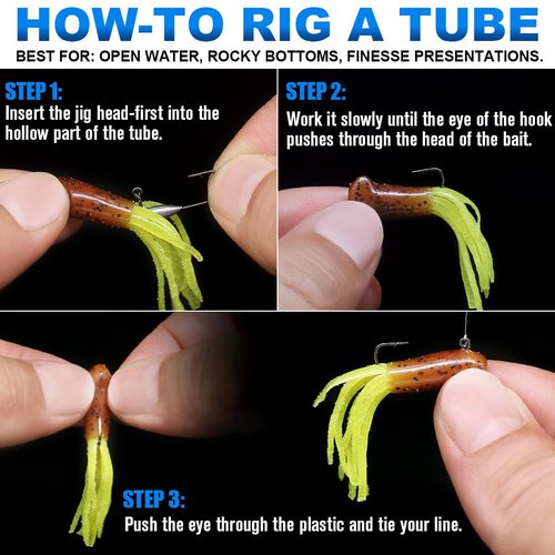 Tube Jig Heads for Crappie, Panfish, and Bass Fishing - 24 Pack (1/16 oz)