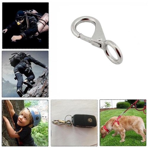 Fixed Spring Snap Leash Hook, Stainless Steel 316 Mini Fixed Snap Shackle,Quick Release Shackles with Fixed Round Ring Marine Boat Rigging Hardware (Optional: 53mm, 2)