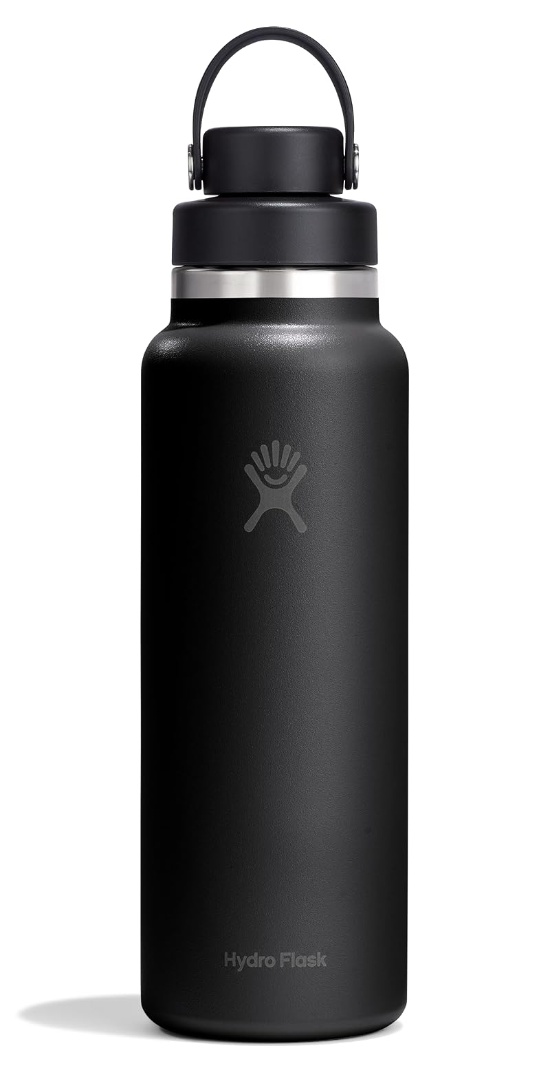 40 Oz Hydro Flask Wide Mouth Insulated Stainless Steel Water Bottle with Flex Chug Lid - Black