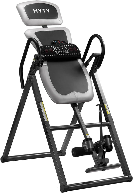 HYTY Massage Inversion Table for Back Pain Relief - Back Stretcher Machine with Adjustable Headrest, Foldable Design, Back Inverter/Strength Training, 300 Lbs Capacity