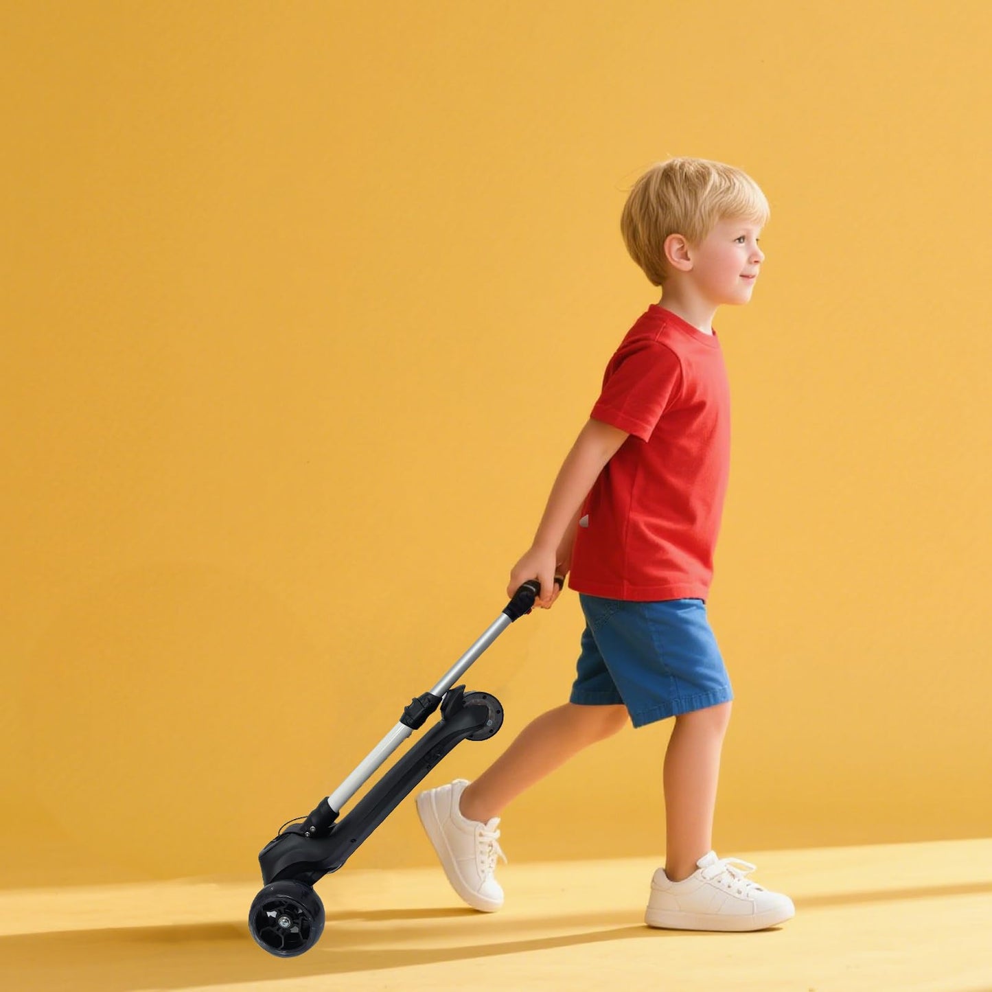 24V Electric Scooter for Kids, 3 Wheel Kick Scooter w/LCD Screen, 150W Motor, Thumb Throttle, 3 Height, 5Mph Speed, Light-up Wheels & Wide Deck, Foldable Balance Scoot for Boys, Girls 3-8, BL