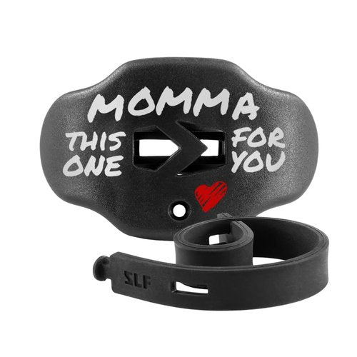 SLEEFS Football Mouth Guard - Youth Mouthguard with Strap - Lip/Teeth Protector Mouthpiece - No Boil - for Youth/Adults, Maximum Air Flow, for All Sports - Momma This One for You in Black