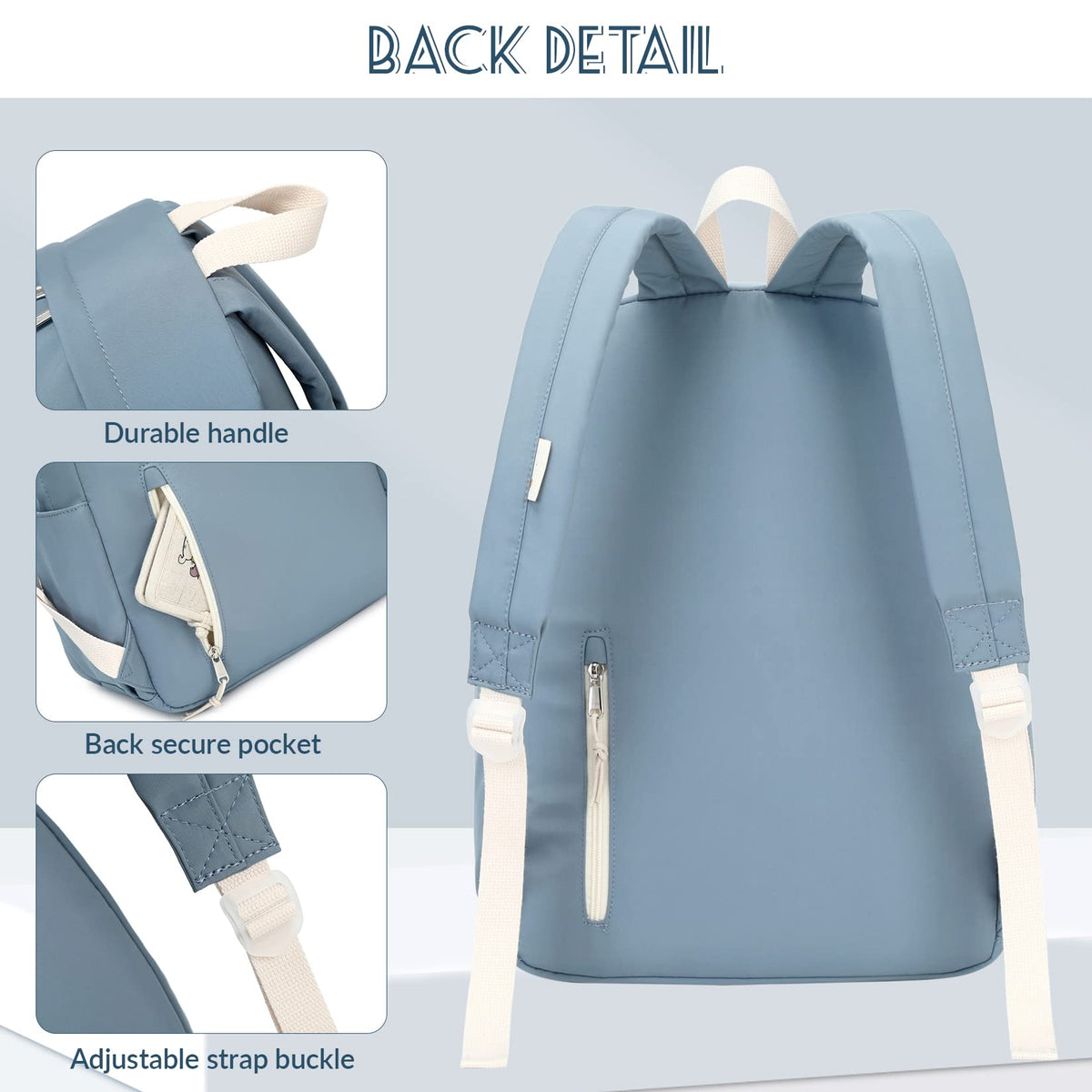 Lanola Teen Girl School Backpack Casual Daypack Bookbag Elementary Middle School College Fashion Travel Backpack with Cute Ribbon for Girls - Dark Blue