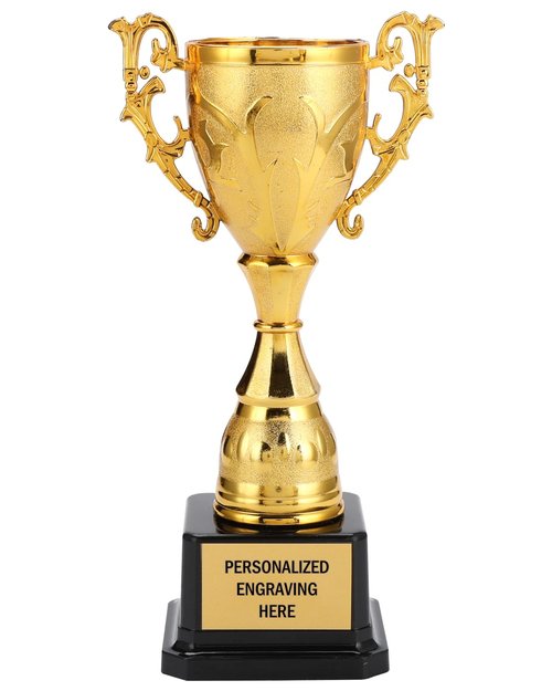 ZALHIN Gold Cup Trophy Award with Custom Engraving, 8.9" Personalized Custom Engraved for Employee Recognition, Sports Trophies, Thanks Gifts (Morning Glory)