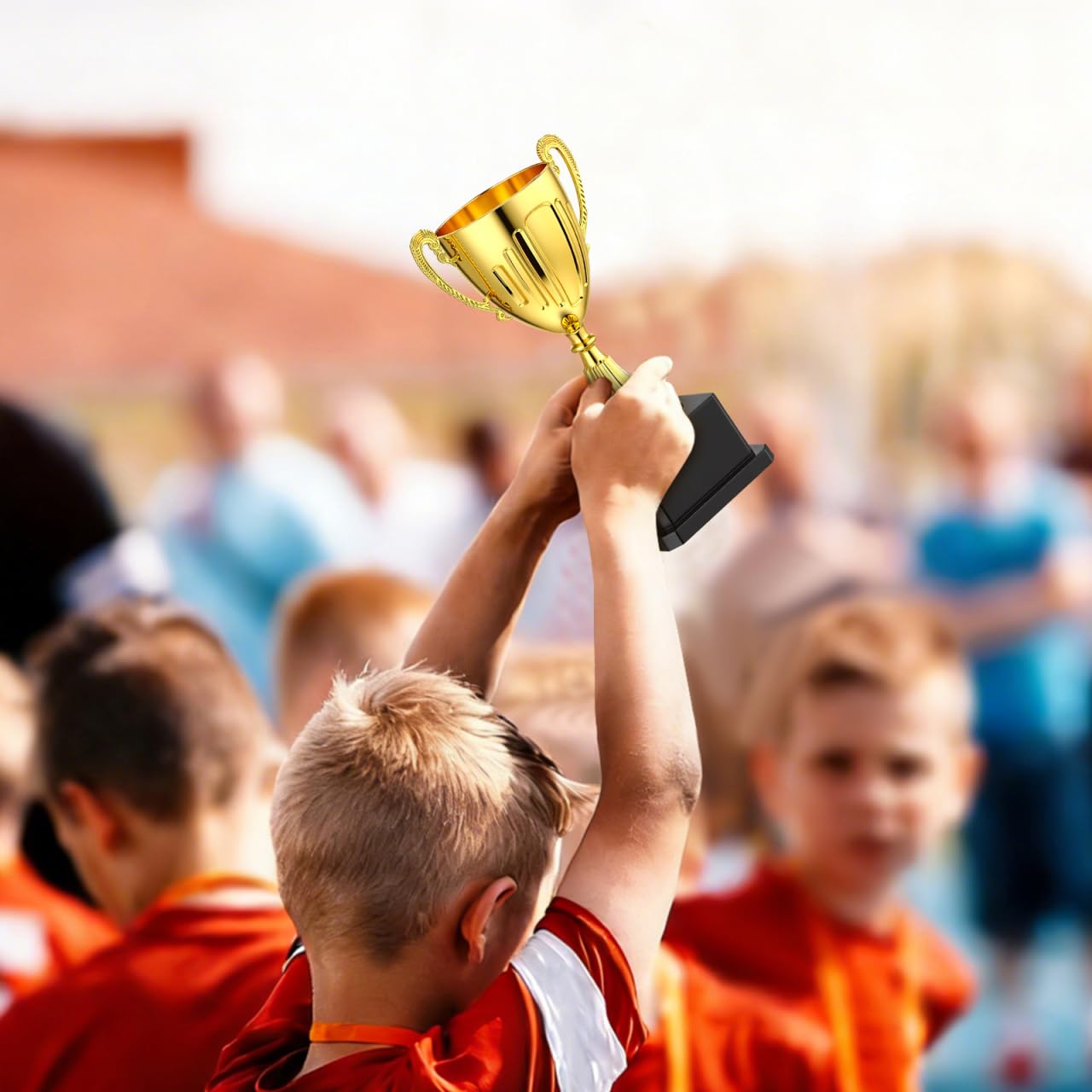 SEWACC Mini Trophy Cup, Plastic Golden Award Trophy with Black Base, Party Favor for Rewards, Winning Prizes, Party Favors, 7.48X3.07 Inch