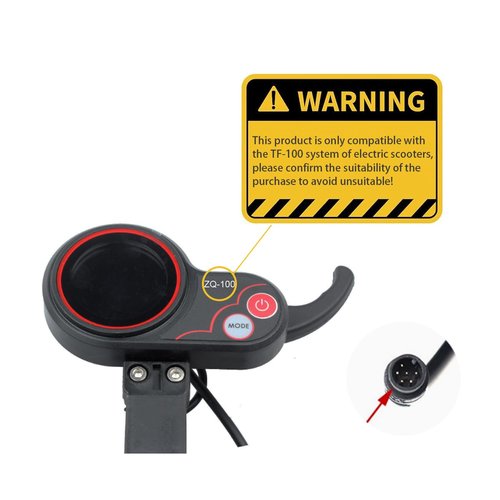 Wokyo ZQ-100 6 Pin LCD Escooter Display Button Control Scooter Odometer with Shifter Replacement, 36-60V Waterproof Electric Scooter Thumb Throttle Accessories
