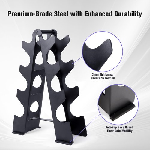 Dumbbell Rack Stand Only(Dumbbells not Included), Compact A-Frame Weight Rack for Dumbbells, Rust-Resistant Coated Dumbbell Storage Rack, Dumbbell Stand with Handle & Non-Slip Base for Home Gym
