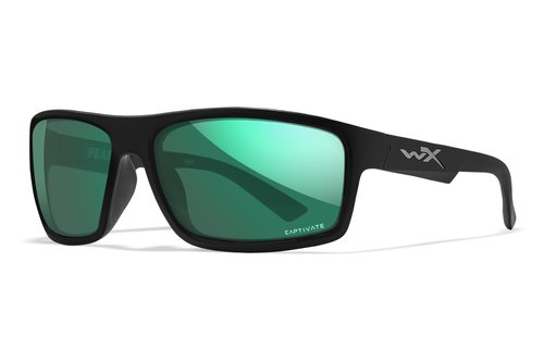 Wiley X Peak Captivate Polarized Sunglasses, Safety Glasses for Men and Women, UV Eye Protection for Shooting, Fishing, Biking, and Extreme Sports, Matte Black Frames, Green Mirror Tinted Lenses
