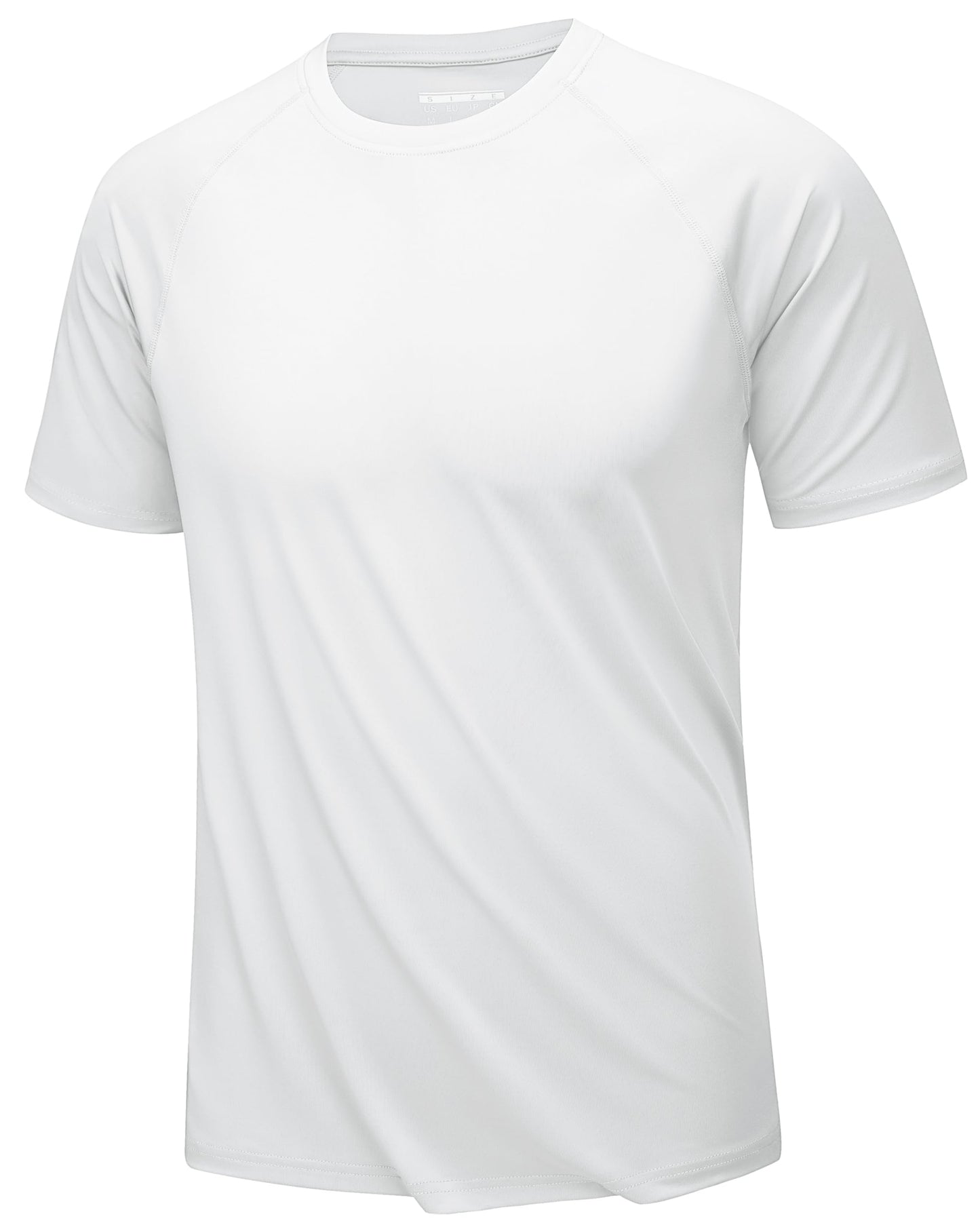 KEFITEVD SPF Shirts for Men UPF 50 Short Sleeve Swim Shirts Dry Fit Sun Protection T-Shirts Moisture Wicking Rash Guard Workout Hiking Running White Tees