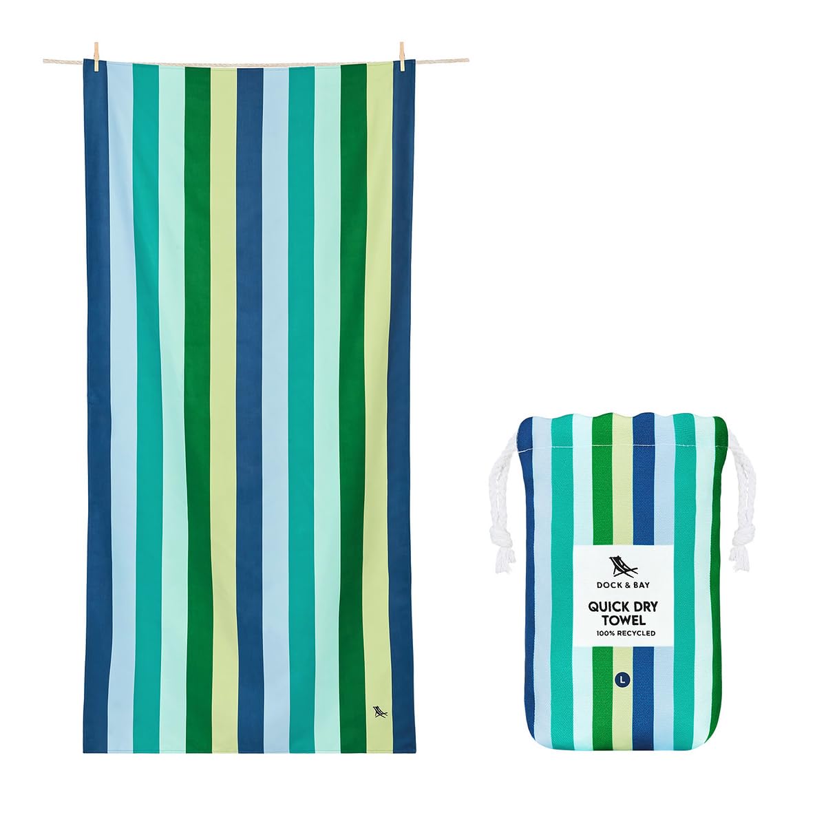 Dock & Bay Beach Towel - Quick Dry, Sand Free - Compact, Lightweight - 100% Recycled - Includes Bag - Havana Cabana - Set of 4 - Extra Large (200x90cm, 78x35)