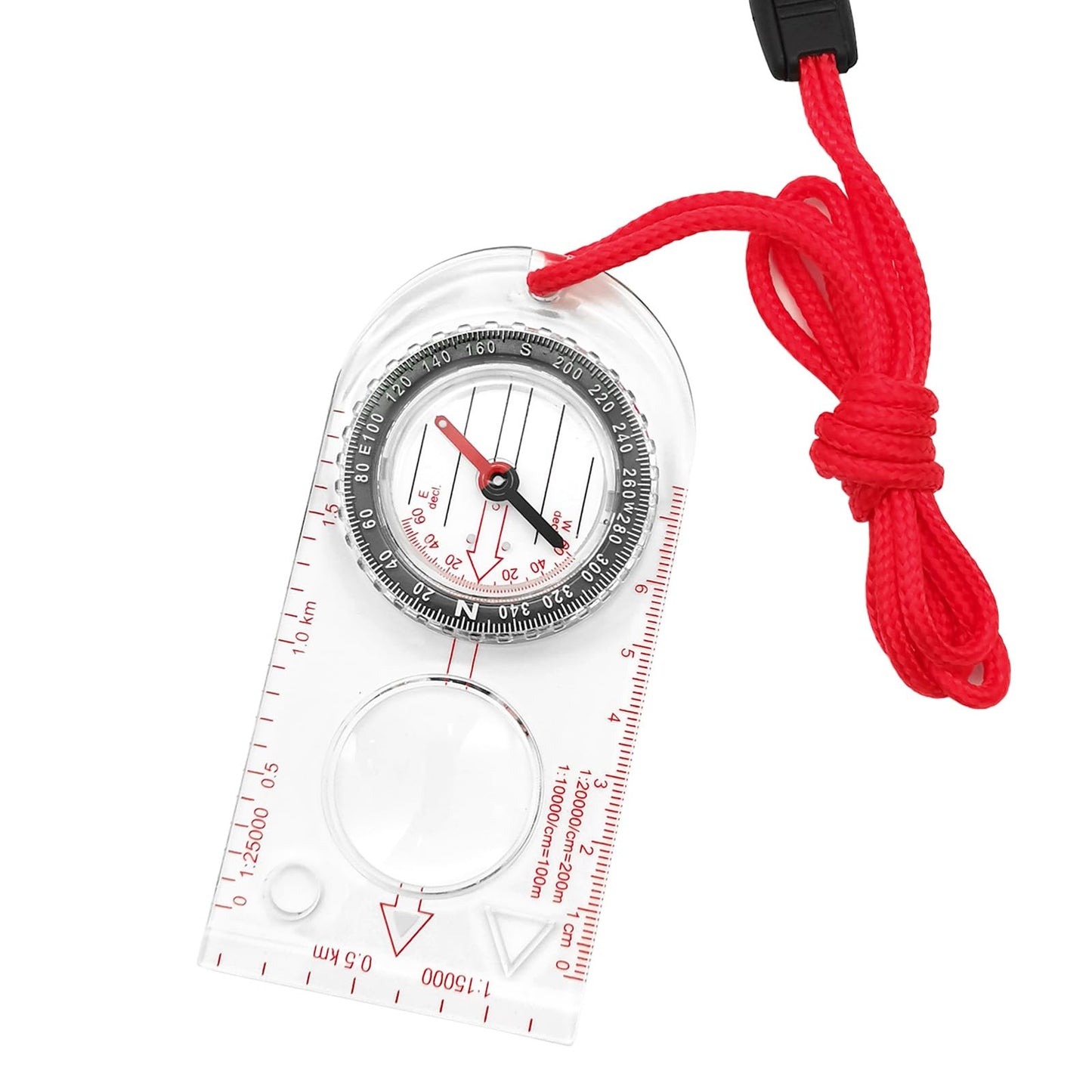 BlingKingdom Multifunctional Waterproof Navigation Compass Map Ruler Magnifier for Explorer Hiking Map Reading and Navigation with Adjustable Lanyard