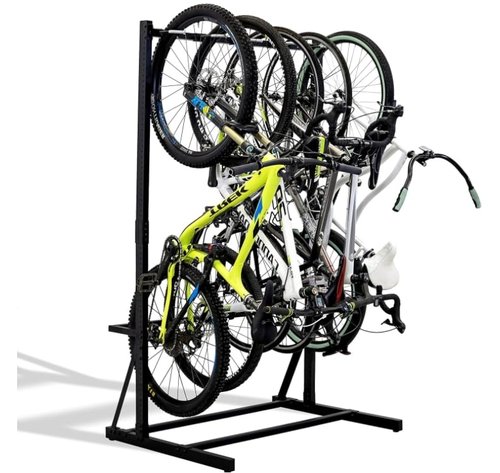 TROPOW 5 Bike Storage Rack, Freestanding Bike Storage, Adjustable Height, Space Saving, Vertical Bike Storage Stand for Front Yards, Backyards, Basements, Storefronts, Workplaces, Up to 300lbs