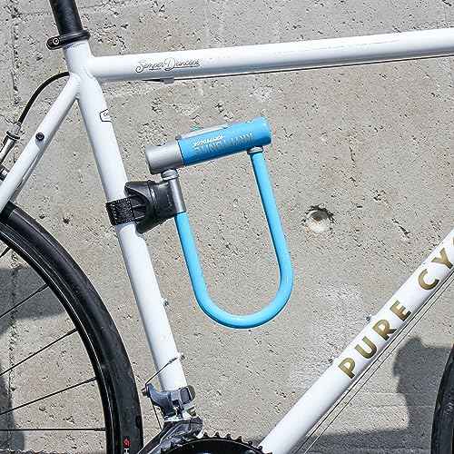 Kryptonite Kryptolok Mini-7 Bike U-Lock, Heavy Duty Anti-Theft Bicycle U Lock, 12.7mm Shackle with Mounting Bracket and Keys, High Security Lock for Bicycles Scooters, Light Blue