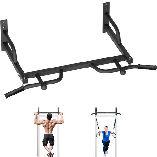 HWOOUSA Wall Mounted Pull Up Bar, Heavy Duty Chin Up Bar, Multi Grip PullUp Bar for Garage, Basement, Wall Mount - Multifunctional Fitness Bar,Supports up to 800 Lbs
