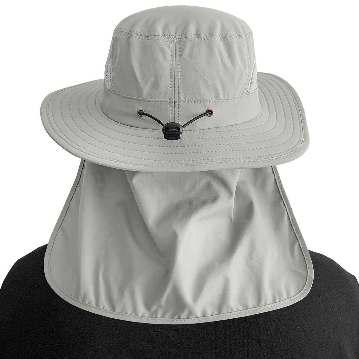 3 Pack Mens UPF 50+ Wide Brim Sun Hat with Neck Flap for Fishing Hiking Garden (3 Pack Dark Grey＆Light Grey＆Army Green)