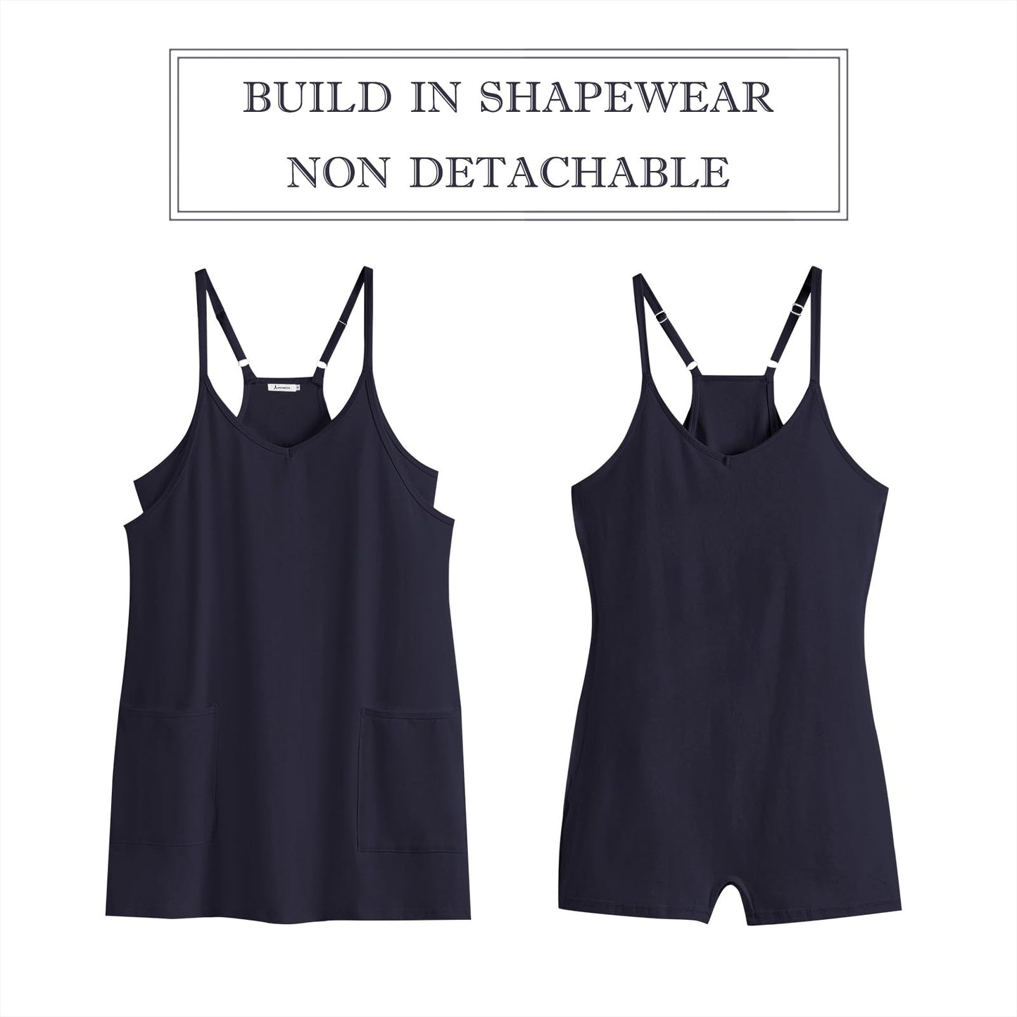 ANRABESS Women Athletic Dress Summer Tennis Workout Active Sports Mini Romper Dress Built in Shorts Travel Vacation Clothes Navy Blue Medium