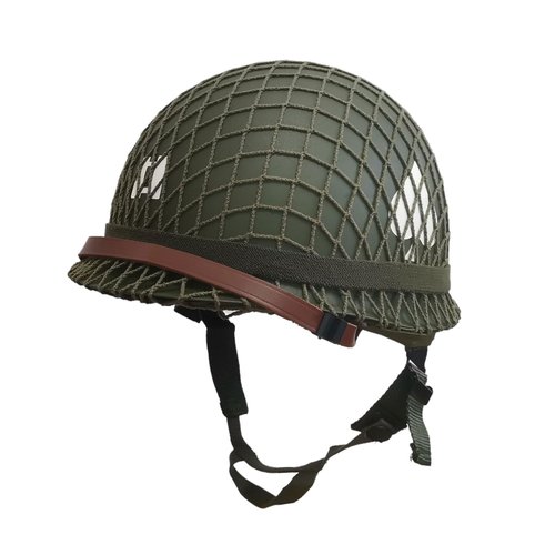 WW2 US Army M1 Helmet Replica with Net Cover Chin Strap & DIY Stickers