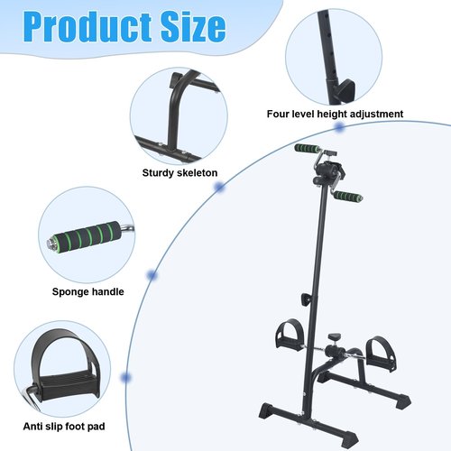 tinysiry Pedal Exerciser Bike Hand Arm Leg Knee Peddler, Adjustable Fitness Recovery Equipment with Monitor, Elderly Physical Therapy Exercise Bike floor bike pedal exerciser for Seniors Total Body