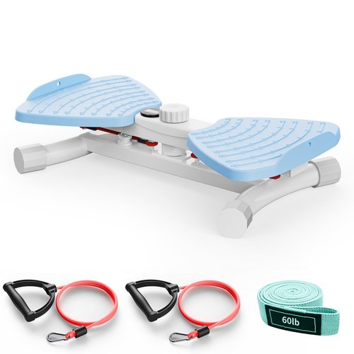 Zieuyend Waist Twister Ab Machine, 300 lbs Capacity Exercise Twist Board with Resistance Bands, Core Trainer Belly Fat Burner, Noiseless Waist Sculptor with Foot Massage for Home Gym (Blue)