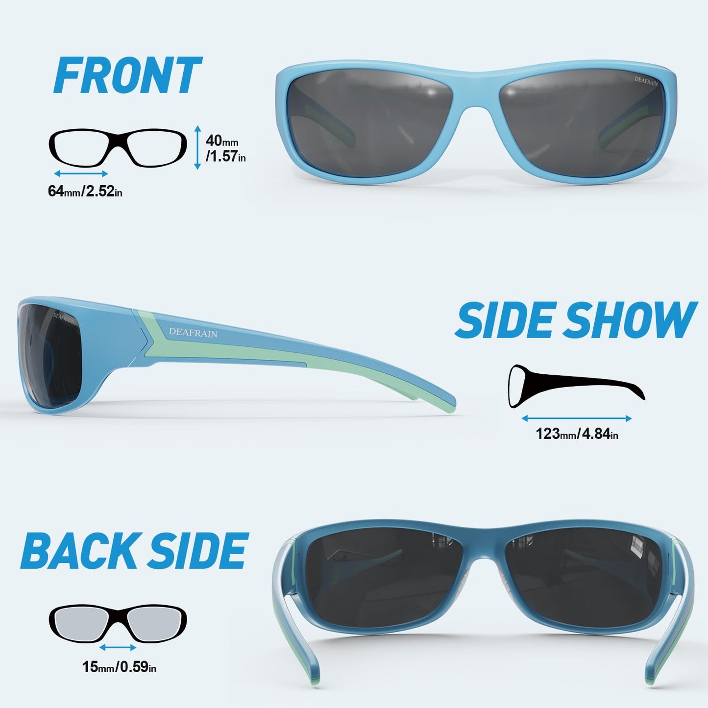 DEAFRAIN Polarized Sports Sunglasses for Men Women Driving Fishing Cycling Running Golf Glasses Wrap Around Goggles UV400 Protection