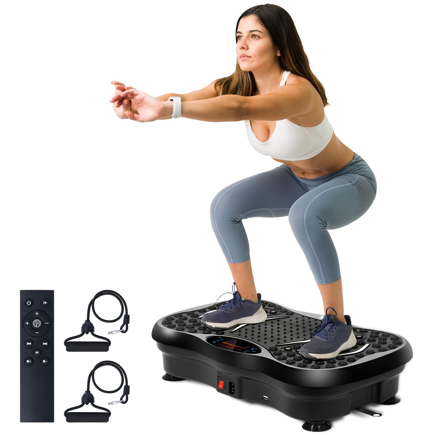 Movpeak Vibration Plate Exercise Machine, Full Body Vibration Platform for Lymphatic Drainage, 99 Speed Levels, 5 Workout Modes & Resistance Bands, Home Gym Equipment for Shaping, Toning & Weight Loss