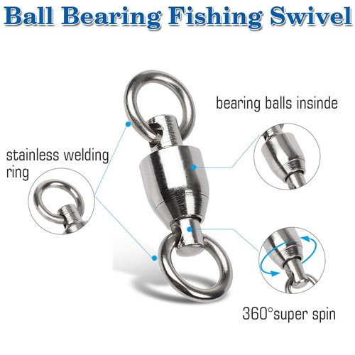 AMYSPORTS Ball Bearing Swivels Connector High Strength Stainless Steel Solid Welded Rings Barrel Swivels Saltwater Freshwater Fishing 25pcs 31lbs