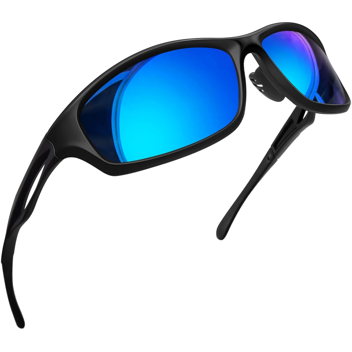 Joopin Polarized Sports Sunglasses UV400 Protection Wrap Around Sun Glasses Safety Shades for Men Women (Black Mirrored Blue)