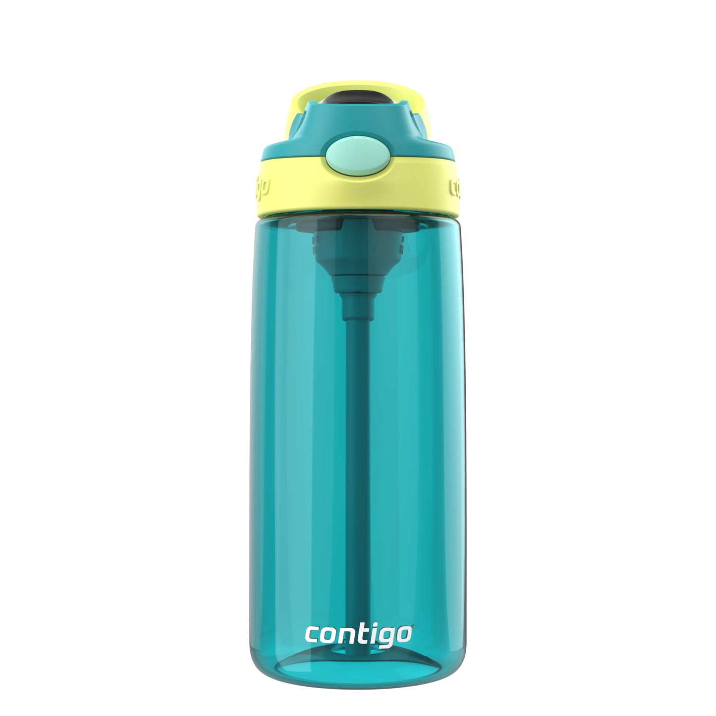 Contigo Aubrey Kids Water Bottle, 20oz, Juniper/Limelight, Spill-Proof Lid, Dishwasher Safe, BPA Free, Blue and Yellow