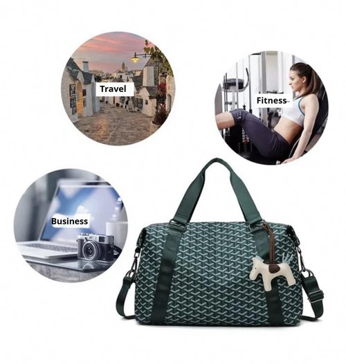 Duffle Bag Waterproof Tote Bags Everything Bag Carryon Gymbag Yoga Bag Hospital Holdalls with Wet Pocket for Travel Swimming Sports and Gym Activities (GREEN)
