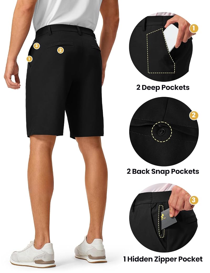 TBMPOY Men's 9" Golf Shorts Stretch Dress Quick Dry Casual with 5