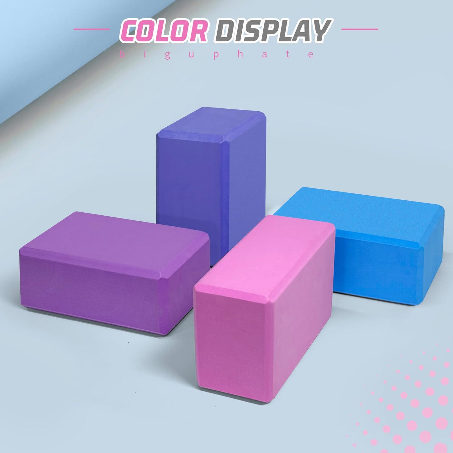 2025 Biguphate Yoga Blocks 9x 6x4 Inch，EVA Foam Yoga Block Supportive Latex-Free, Non-Slip Exercise Blocks, Yoga Accessories for Pilates, Meditation, Balance, Stretching and Deep Poses（Magenta）